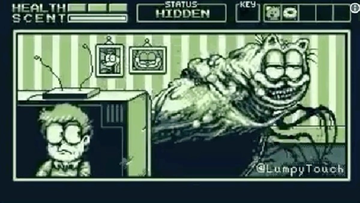 Así sería el terrorífico videojuego de Garfield en Game Boy