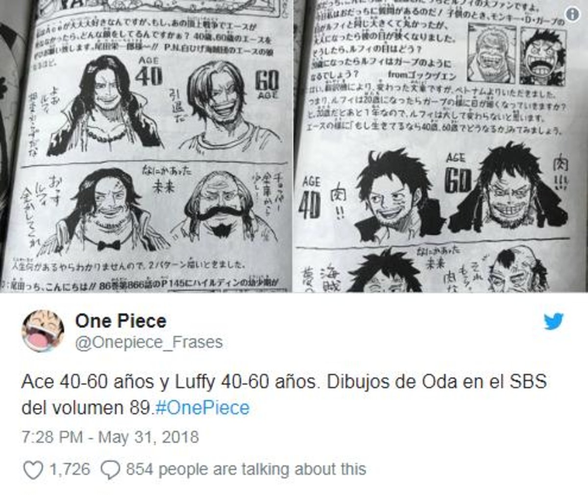 One Piece: El creador Eiichiro Oda dibuja a Luffy de viejo y revoluciona a los seguidores