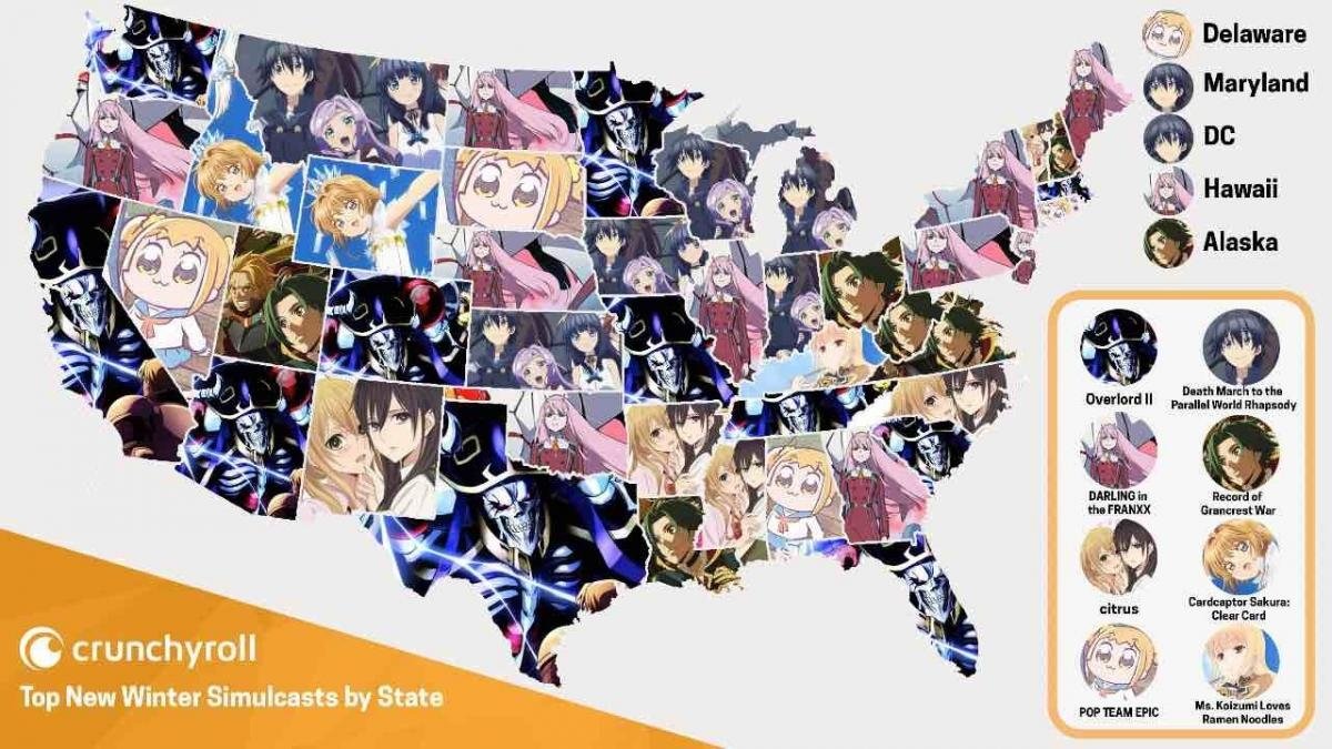 Los anime actuales más populares en Estados Unidos, por cada estado