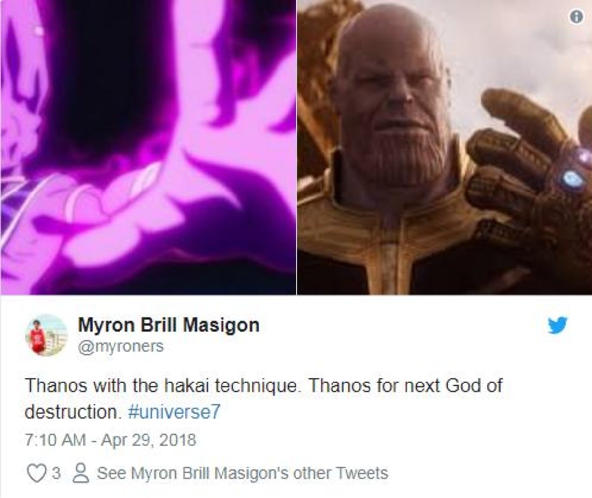 Los fans de Dragon Ball Super están relacionando a Thanos con la serie